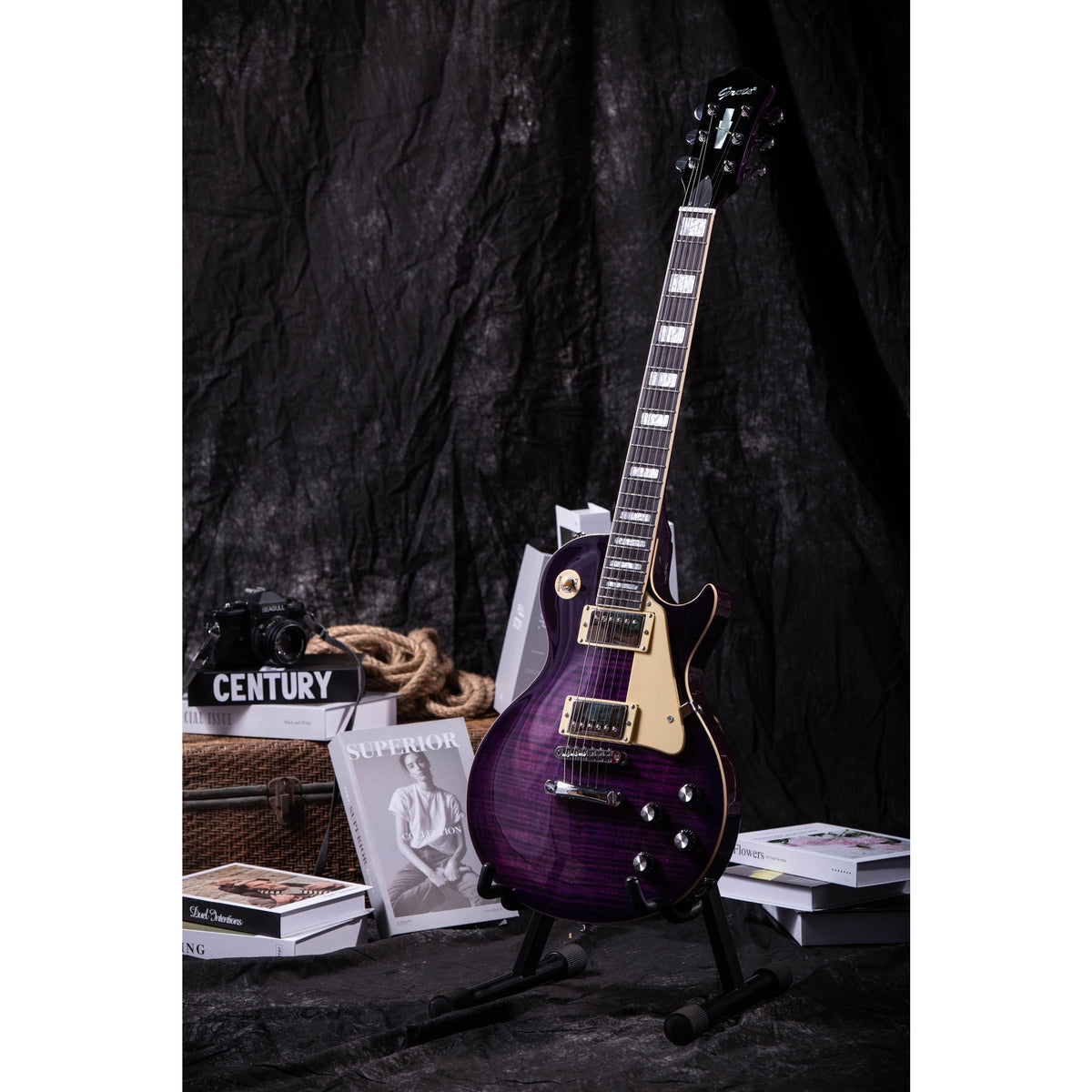 Grote GTLP-02 Electric Guitar - Flame Maple Purple