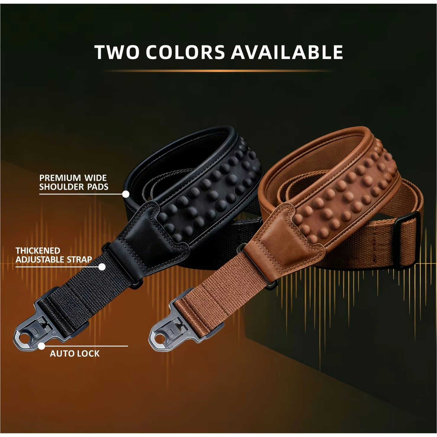 JMC Auto Lock Comfort Series Guitar Strap - Black