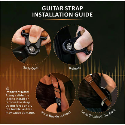 JMC Auto Lock Comfort Series Guitar Strap - Black