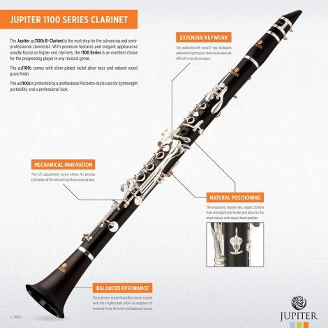 Jupiter JCL1100DS Grenadilla Wood Clarinet - 1100 Series - Joondalup Music Centre