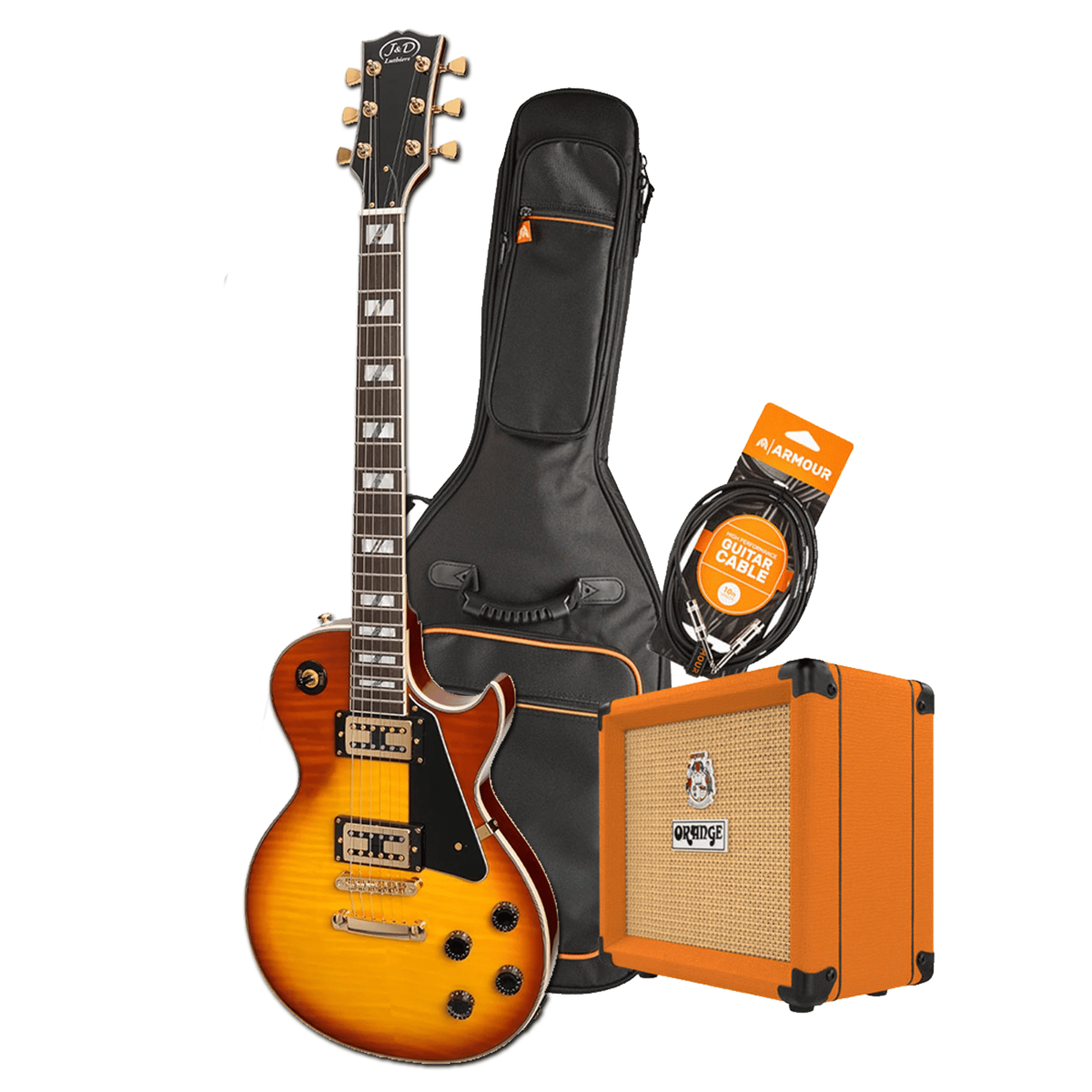 J&D Luthiers LP-Custom Style Electric Guitar Pack - Honeyburst - ELECTRIC GUITAR - [shop-name]