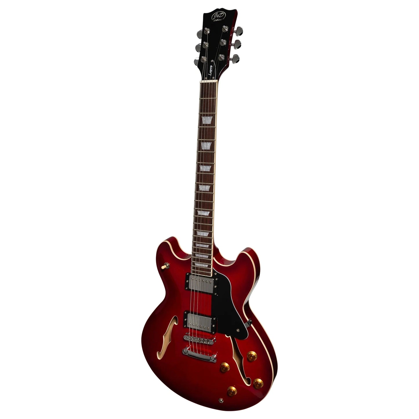 J&D Luthiers Semi-Hollow ES-Style Electric Guitar - Cherry - Joondalup Music Centre