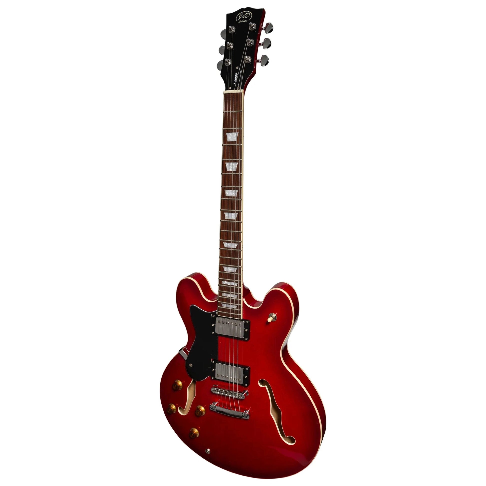 J&D Luthiers Semi-Hollow ES-Style Left Handed Electric Guitar - Cherry - Joondalup Music Centre