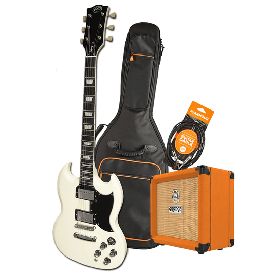 J&D SG Style Electric Guitar Pack - Vintage White - Joondalup Music Centre kit