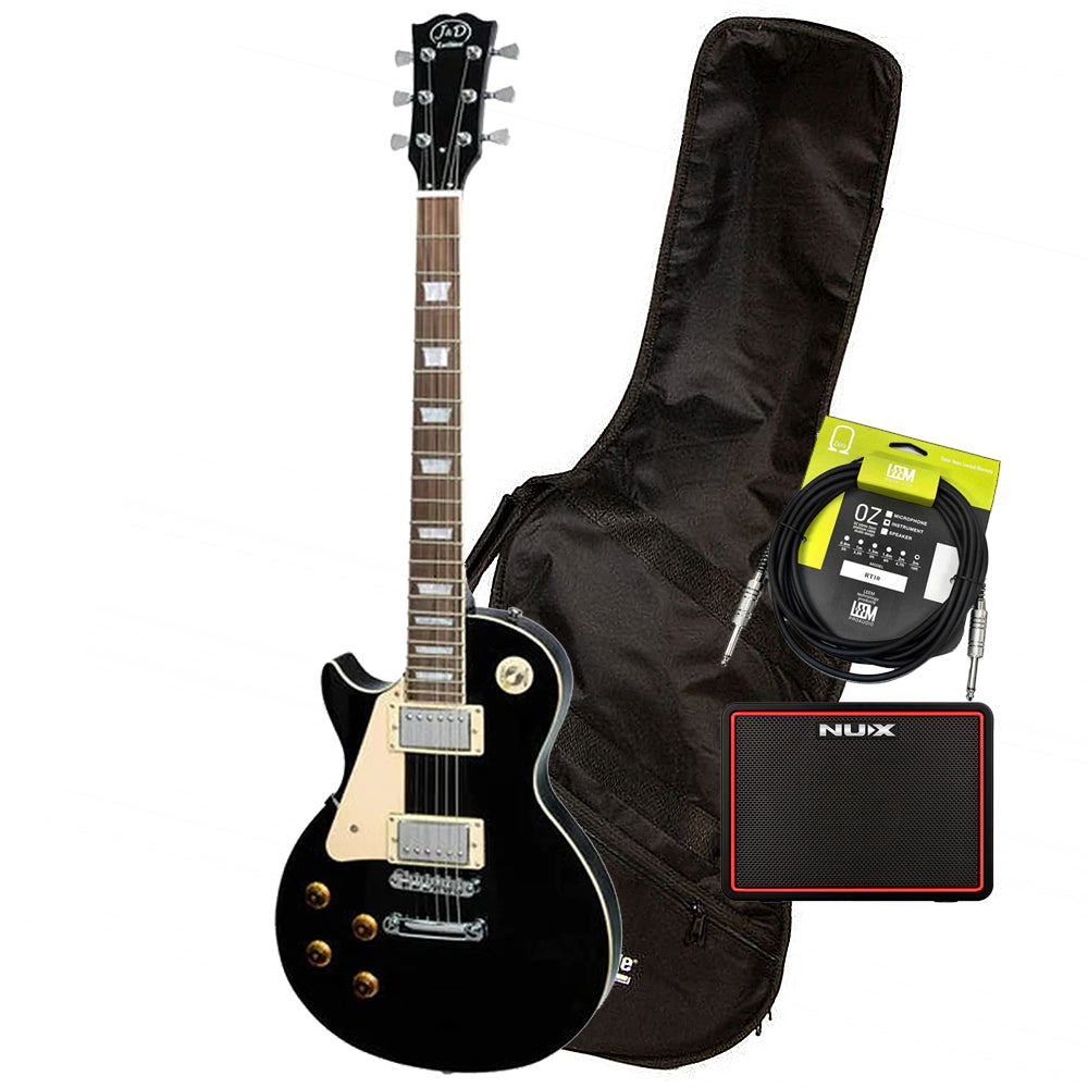 J&D Luthiers LP Legacy Left-handed Electric Guitar Pack - Black