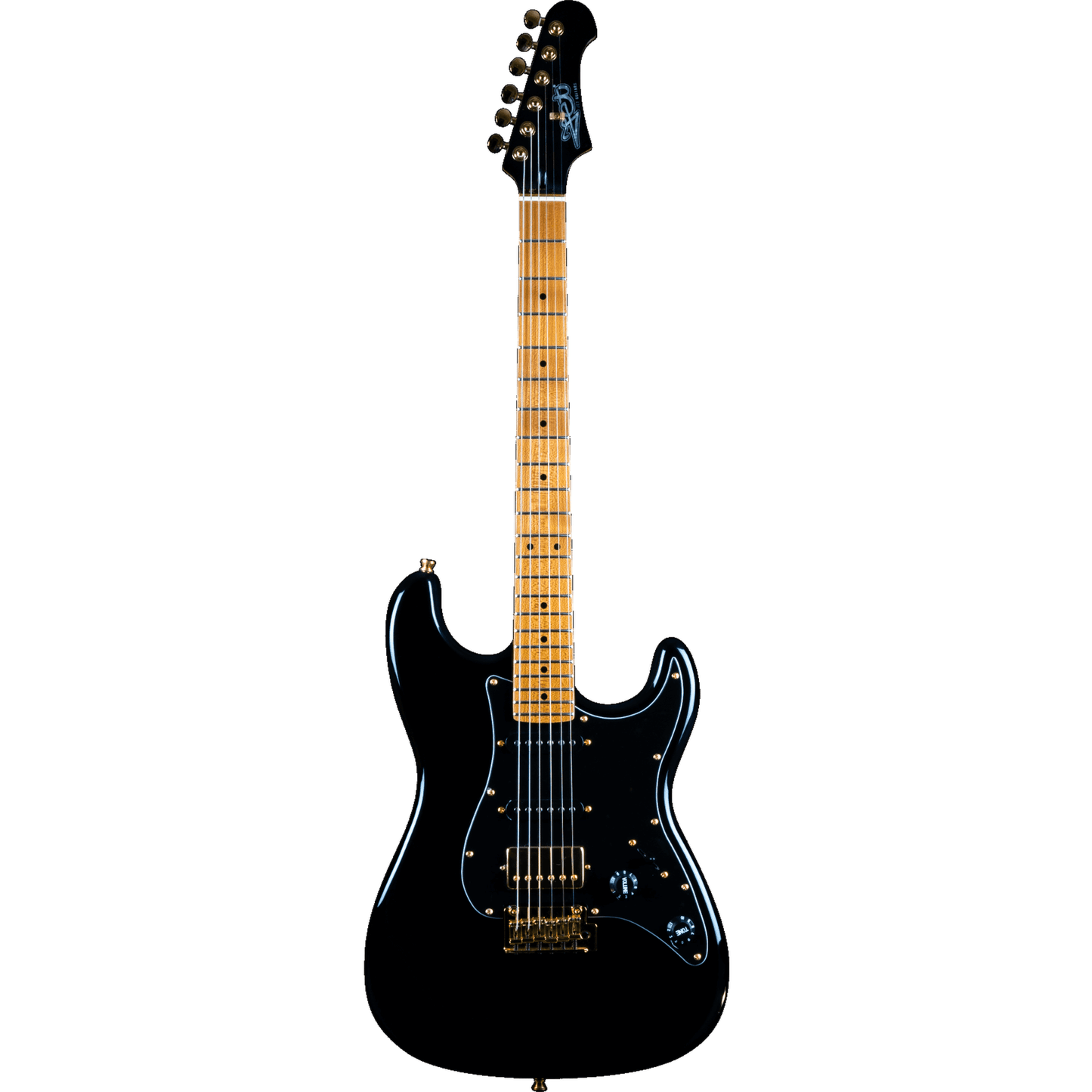 Jet JS-400-BKG HSS Strat Style Electric Guitar - Black w Gold Hardware