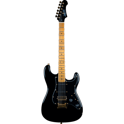 Jet JS-400-BKG HSS Strat Style Electric Guitar - Black w Gold Hardware