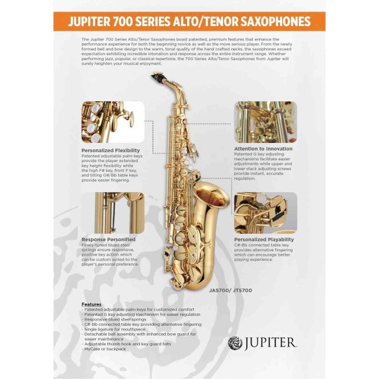 Jupiter JTS700Q Tenor Saxophone 700 Series (787GL) - SAXOPHONE - [shop-name]