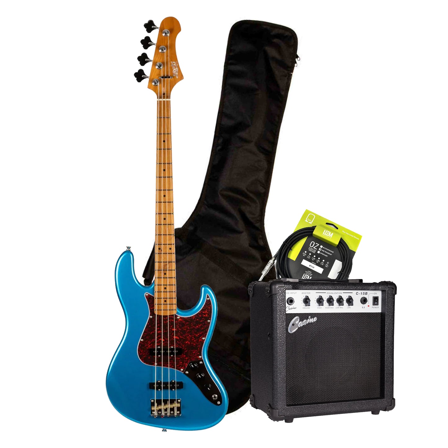 JET JJB-300-LPB Electric Bass Pack - Lake Placid Blue