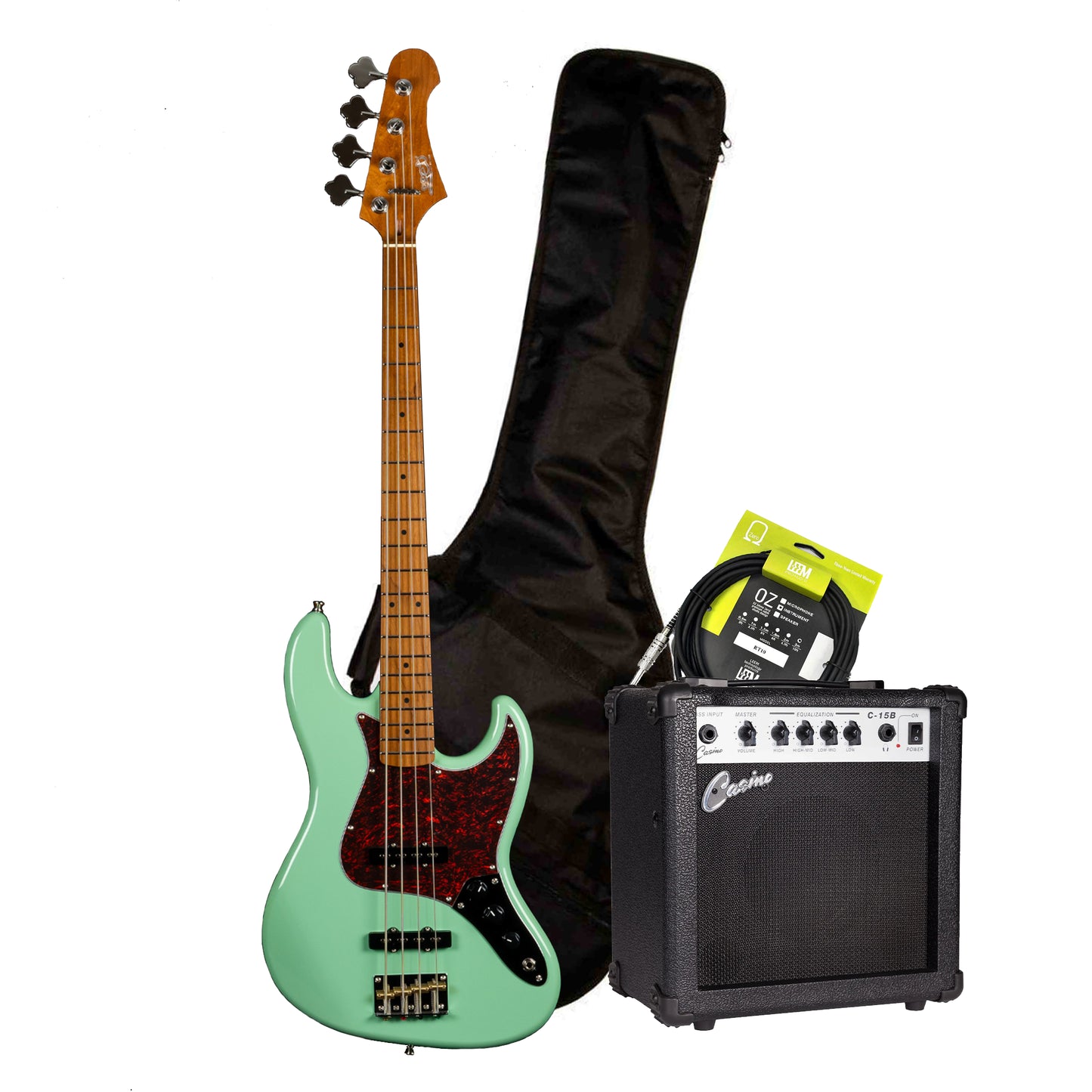 JET JJB-300-SFG Electric Bass Pack - Seafoam Green Green