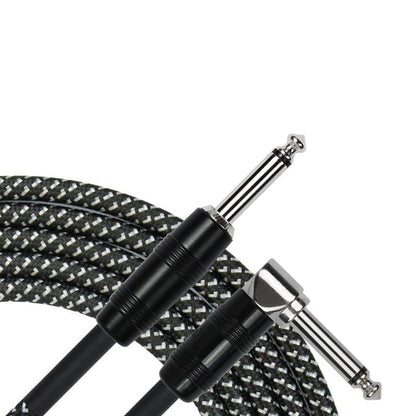 Kirlin IWC202Bk Woven Right Angle Instrument Cable 20ft - Black - Joondalup Music Centre