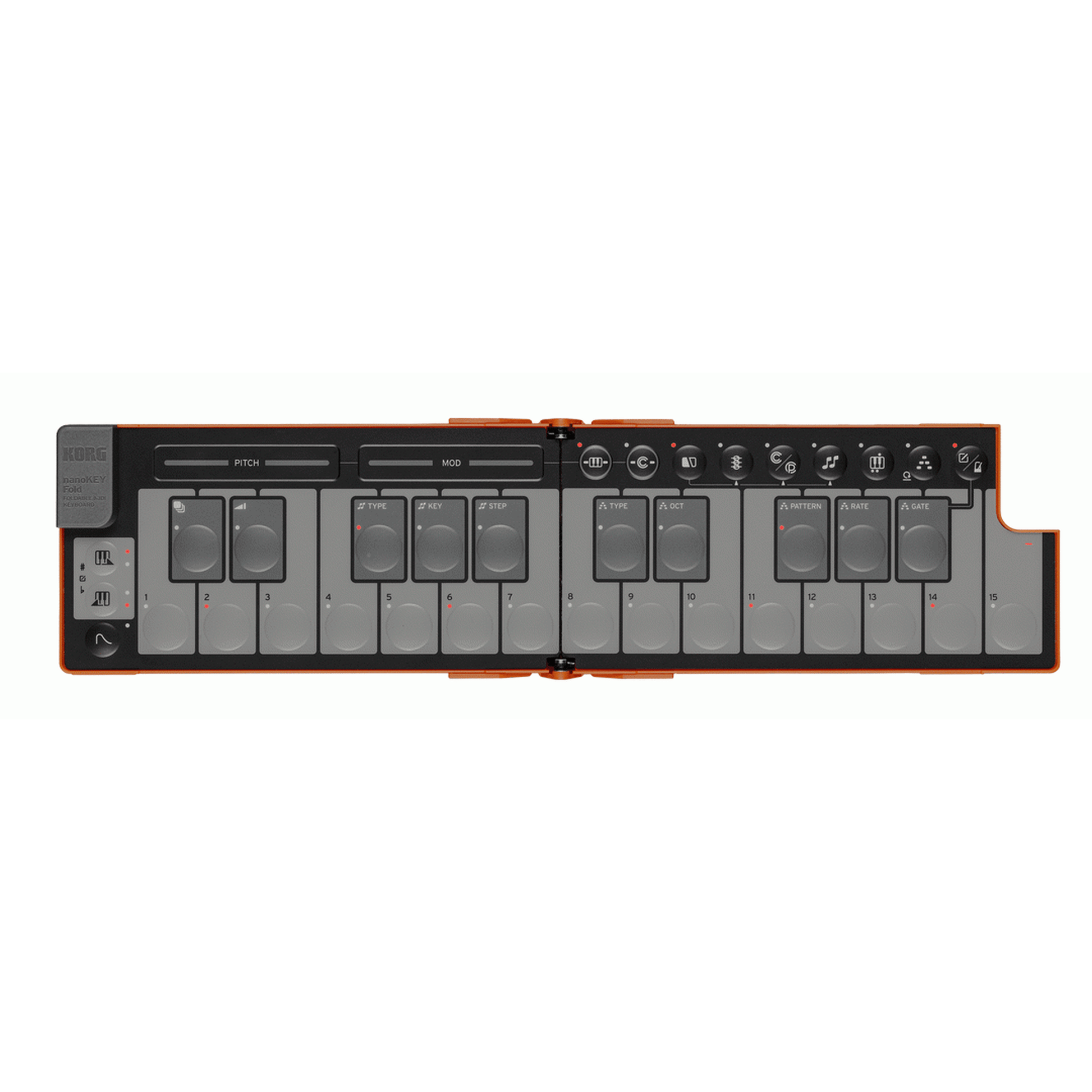 Korg nanoKEY Fold 25-Key Foldable MIDI Keyboard - Lava Orange - MIDI - [shop-name]