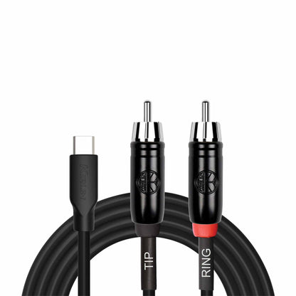 Kirlin 6ft USB C Cable to 2 x RCA (Tip Ring)