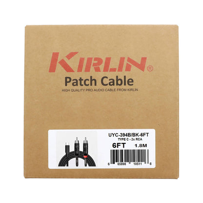 Kirlin 6ft USB C Cable to 2 x RCA (Tip Ring)
