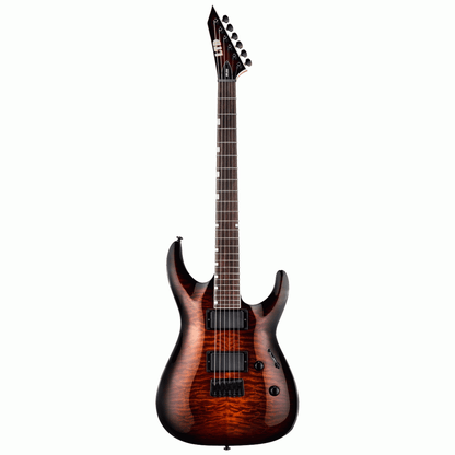 ESP LTD MH-200QM HT Electric Guitar - Dark Brown Sunburst