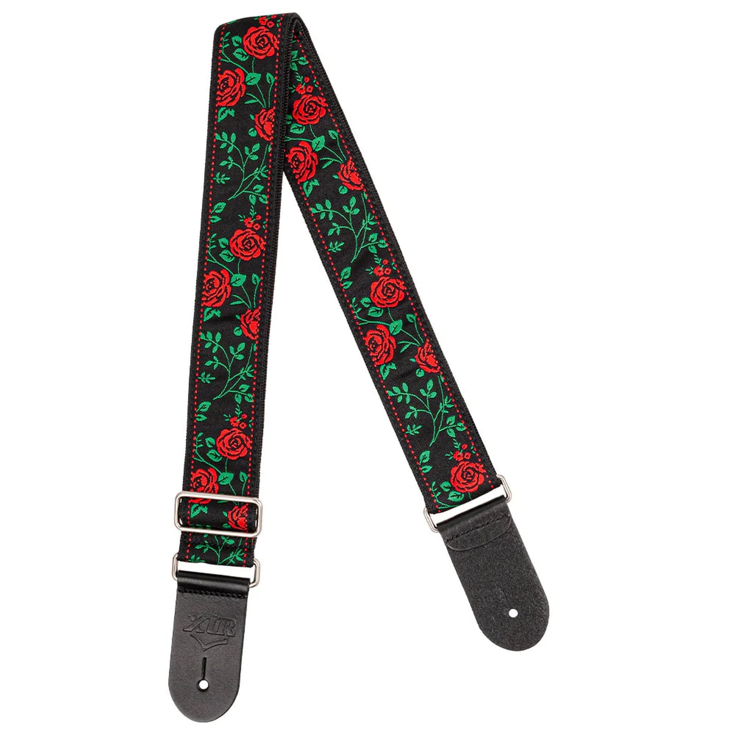 XTR LS340 Vintage Jacquard Weave Guitar Strap - Rose/Thorns