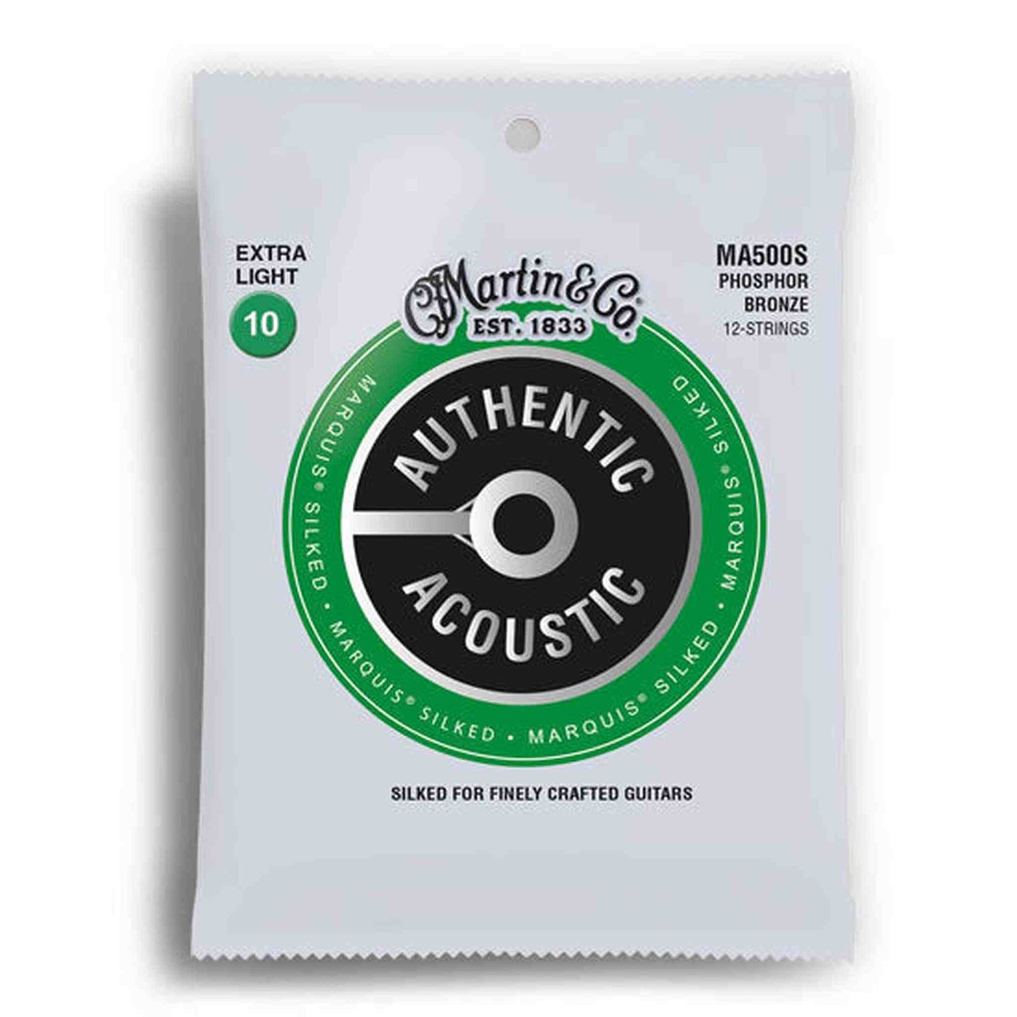 Martin Authentic Acoustic Marquis Silked 92/8 Phosphor Bronze Extra Light 12 String Guitar String Set - 10-47