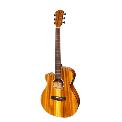 Martinez '51 Series' Left Handed Folk Acoustic-Electric Guitar - Koa