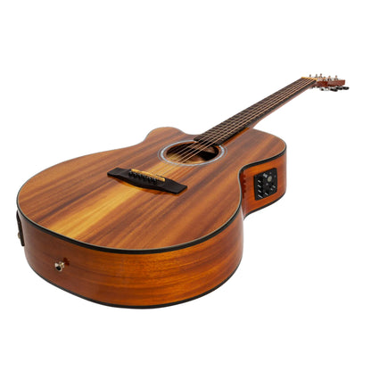 Martinez '51 Series' Left Handed Folk Acoustic-Electric Guitar - Koa
