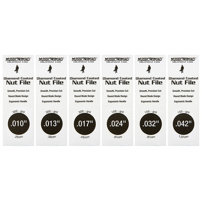 Music Nomad Electric Guitar Diamond Coated Nut File Set - Super Light Strings (6-Pce)