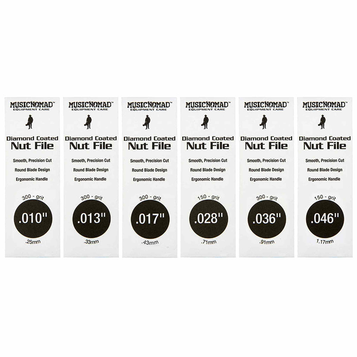 Music Nomad Electric Guitar Diamond Coated Nut File Set -Light Strings (6-Pce)