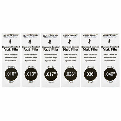 Music Nomad Electric Guitar Diamond Coated Nut File Set -Light Strings (6-Pce)