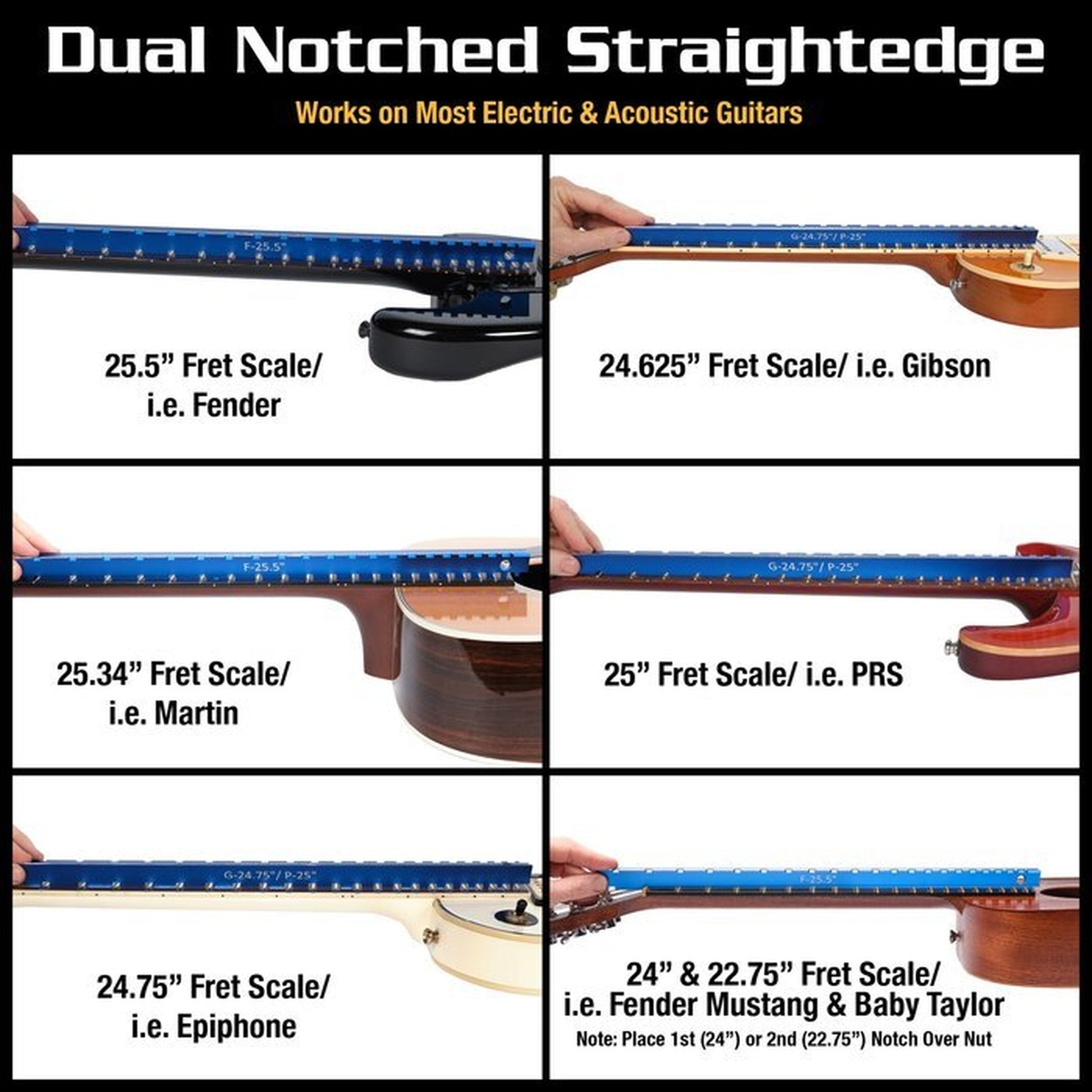Music Nomad Tri-Beam 3 in 1 Dual Notched Straight Edge & Precision Straightedge - Joondalup Music Centre