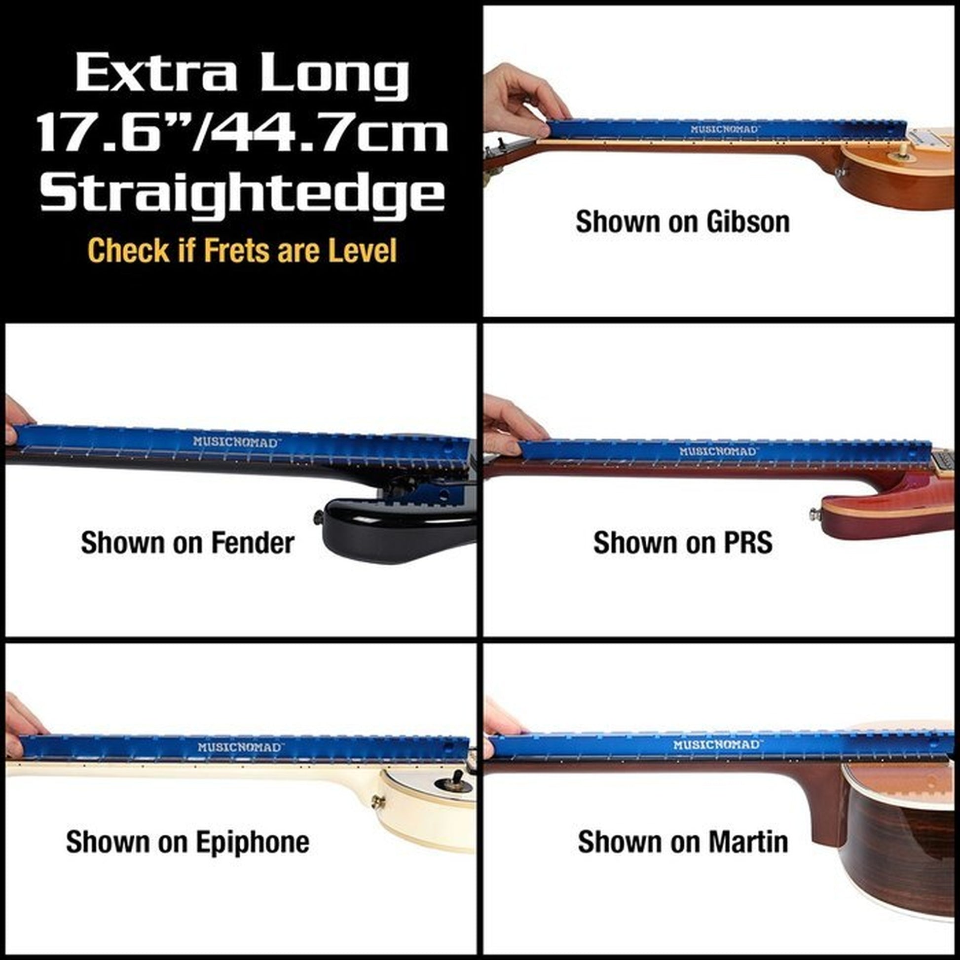 Music Nomad Tri-Beam 3 in 1 Dual Notched Straight Edge & Precision Straightedge - Joondalup Music Centre