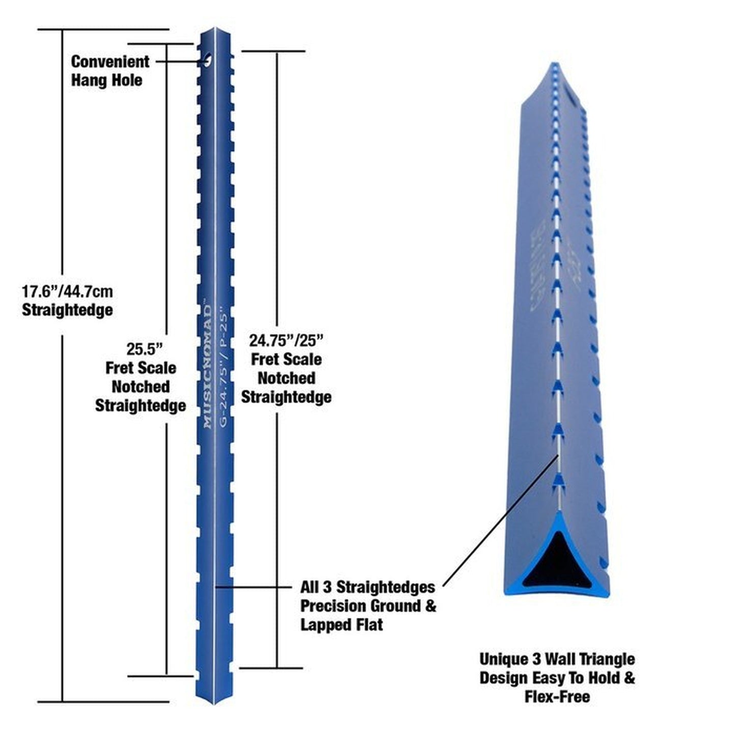 Music Nomad Tri-Beam 3 in 1 Dual Notched Straight Edge & Precision Straightedge - Joondalup Music Centre