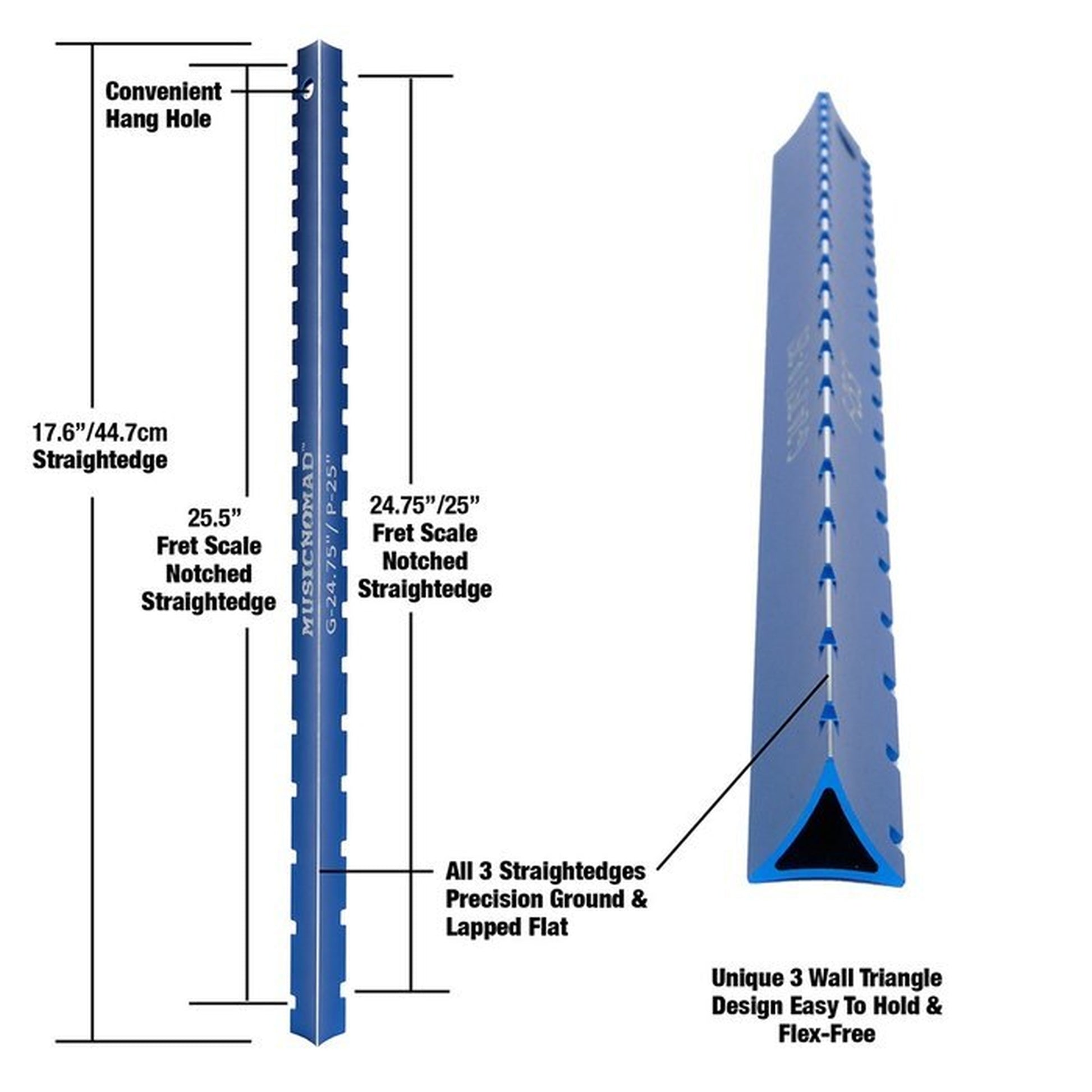 Music Nomad Tri-Beam 3 in 1 Dual Notched Straight Edge & Precision Straightedge - Joondalup Music Centre