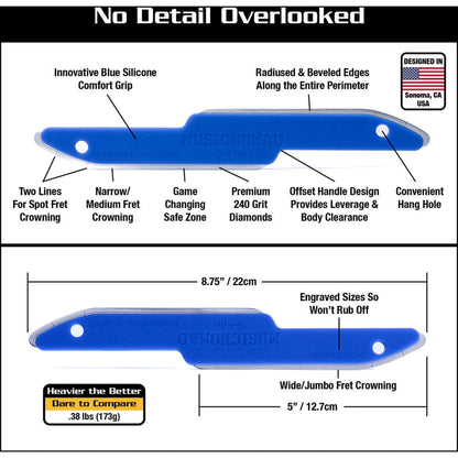 Music Nomad Diamond Coated Safe Zone Guitar Fret Crowning File (S-File) - Joondalup Music Centre