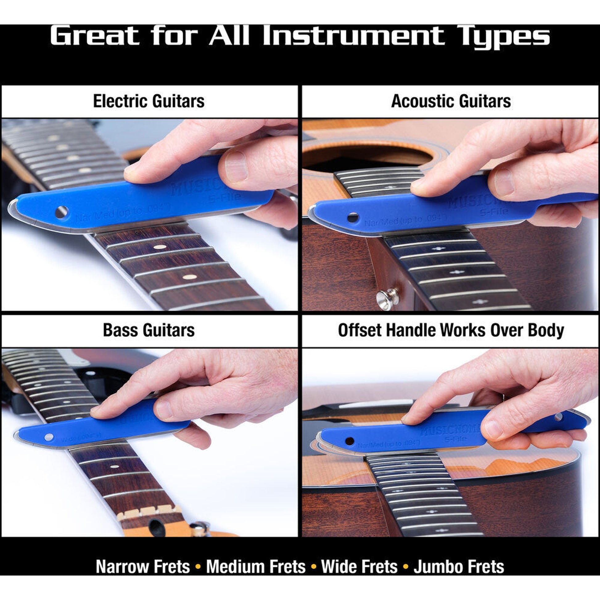 Music Nomad Diamond Coated Safe Zone Guitar Fret Crowning File (S-File) - Joondalup Music Centre