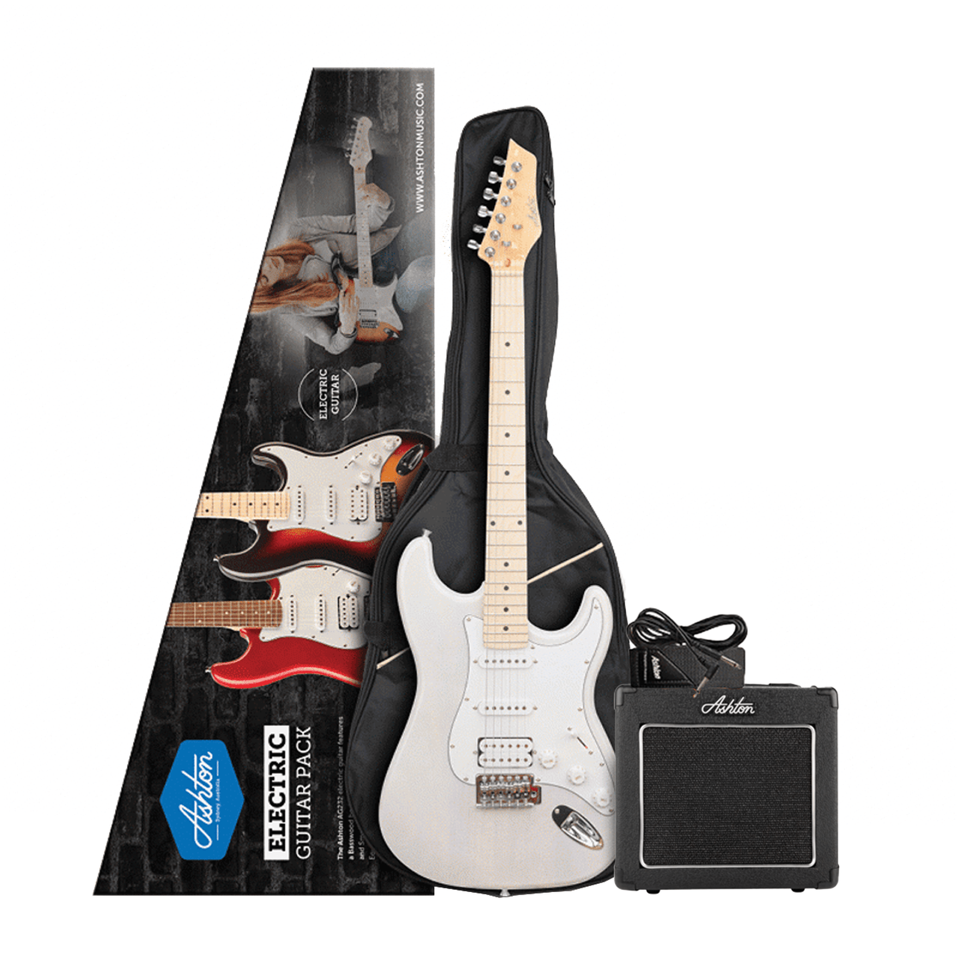 Ashton AG232TPW GA10 Electric Guitar Pack - Transparent White - Joondalup Music Centre