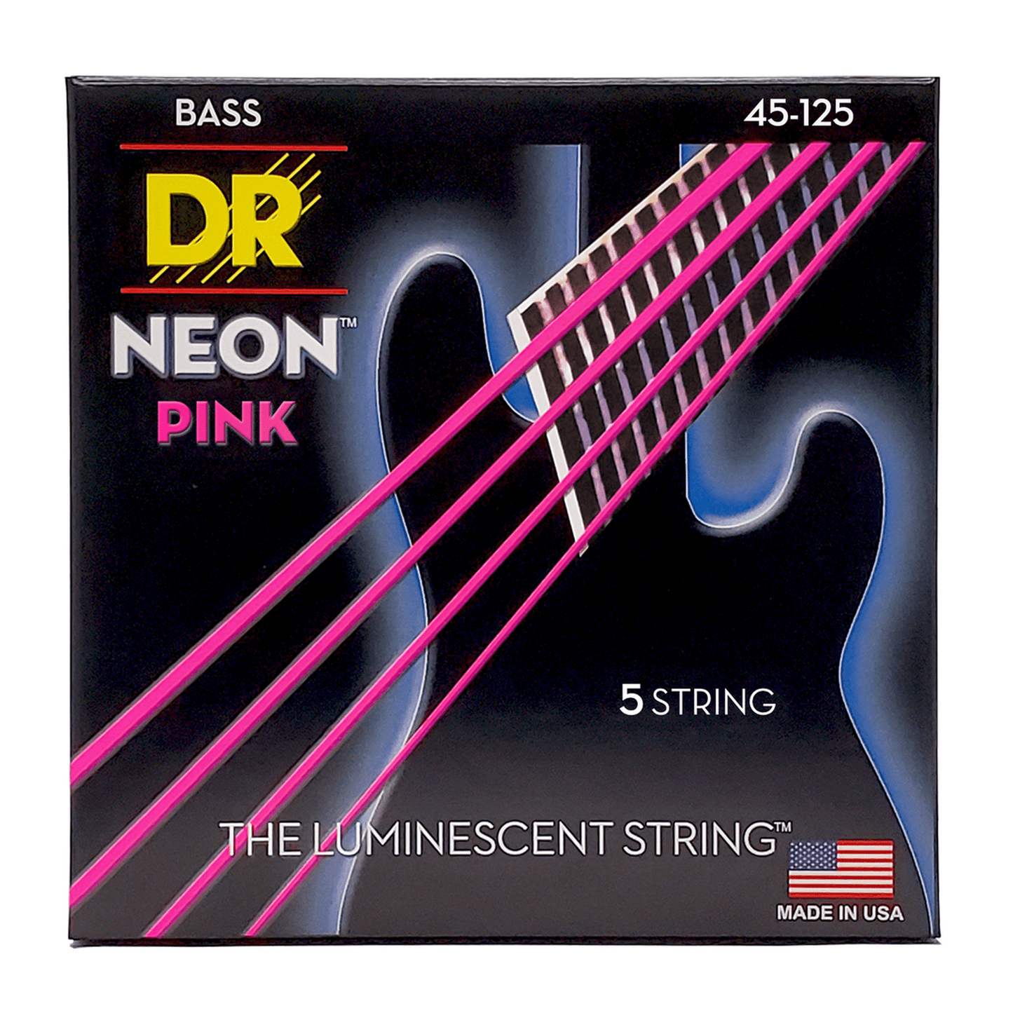 DR Strings Hi-Def Neon Purple K3 Coated 5-string Bass Guitar Strings - Medium 45-125
