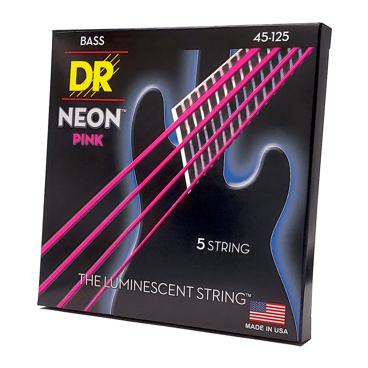 DR Strings Hi-Def Neon Purple K3 Coated 5-string Bass Guitar Strings - Medium 45-125