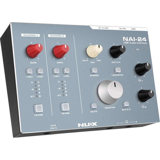 NU-X NAI-24 Professional 2x4, 32-Bit/192kHz USB Audio Interface angle