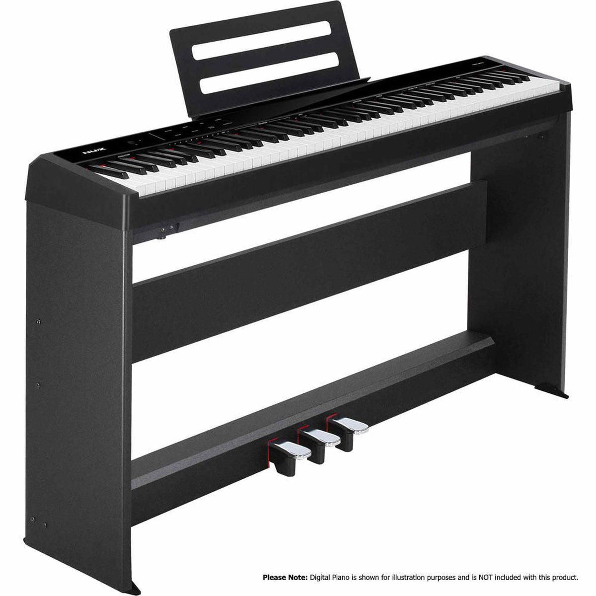 NU-X NPS-2 Digital Piano Stand in Black with 3-Pedals (NPX-20 & NPK-200)