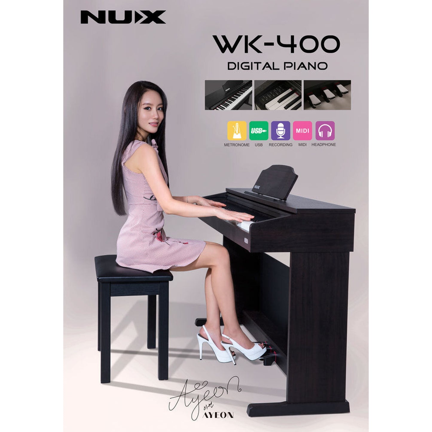 NU-X WK400 Upright 88-Key Digital Piano - Black Finish - Joondalup Music Centre