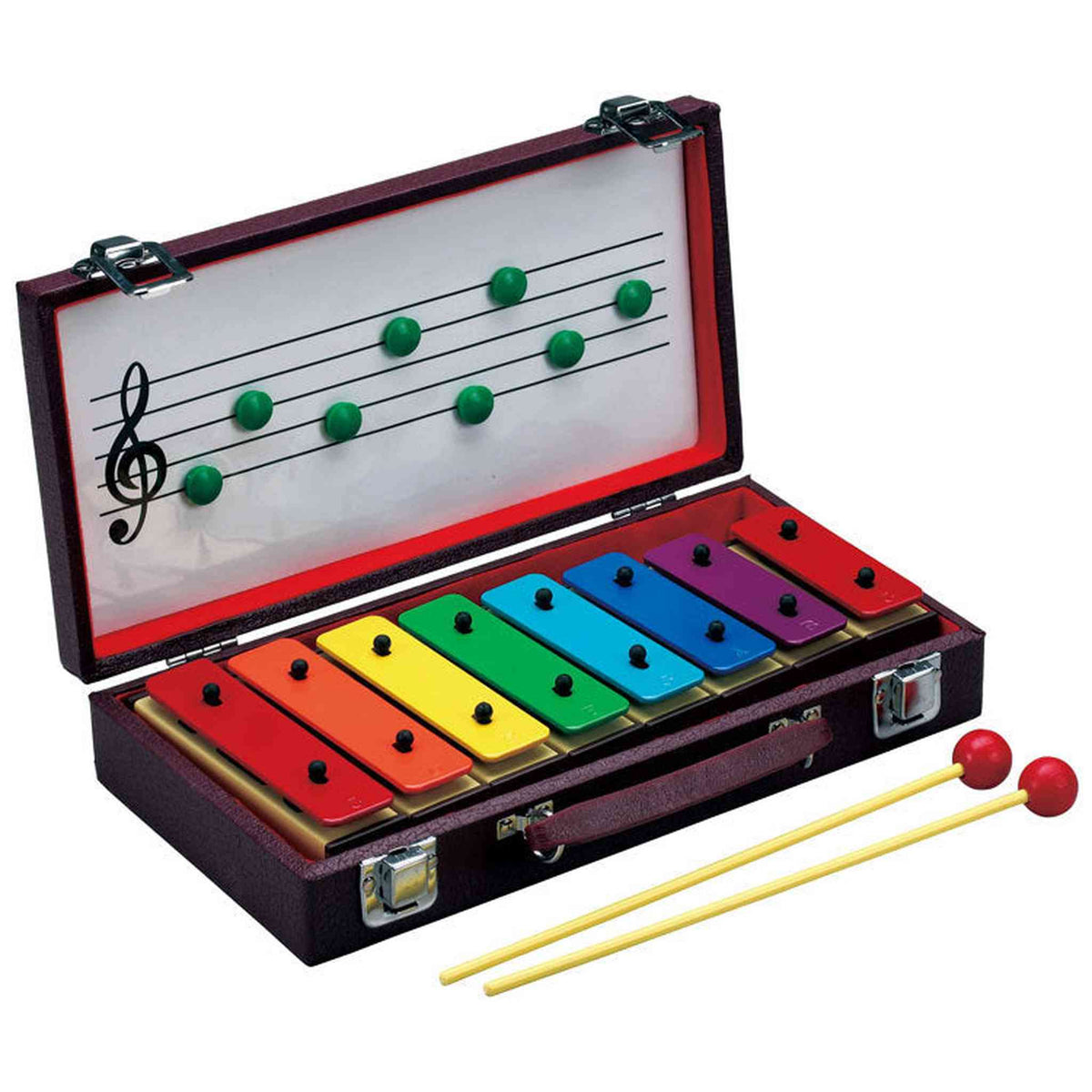 Opus Percussion 8-Note Resonator Bell Set in Wooden Case with Beaters & Magnetic Music Board