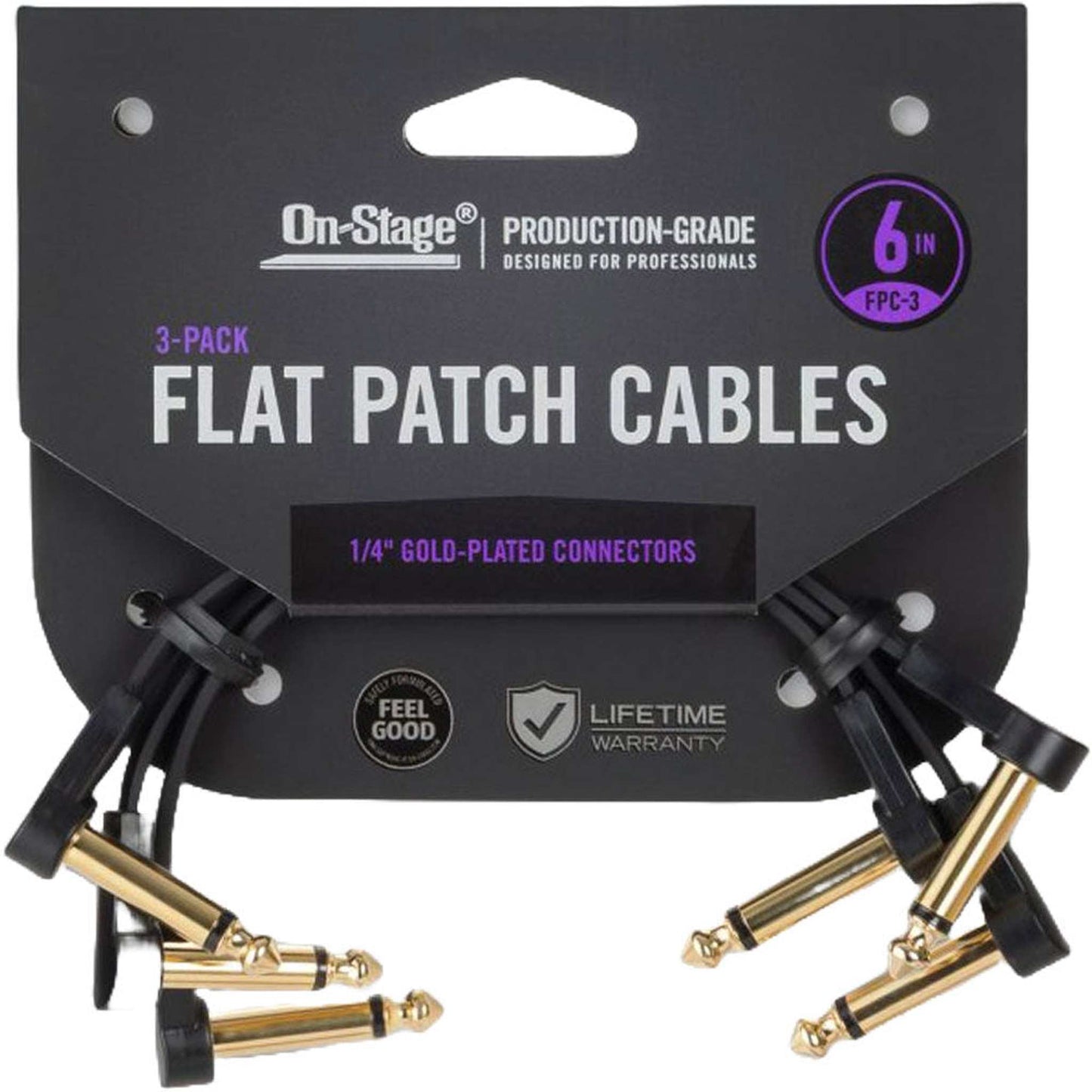 On Stage 6" Production-Grade Flat Patch Cables (3-Pack)