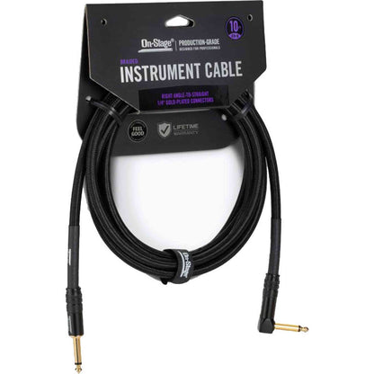 On Stage 10ft Production-Grade Braided Instrument Cable (1/4" Straight - 1/4" Right Angle)