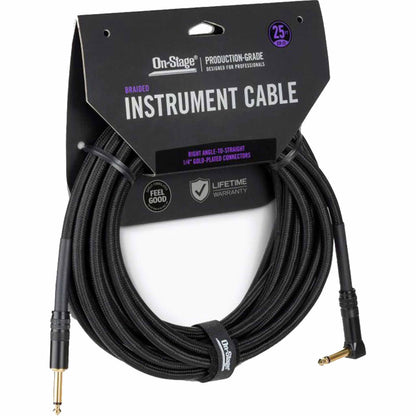 On Stage 25ft Production-Grade Braided Instrument Cable (1/4" Straight - 1/4" Right Angle)