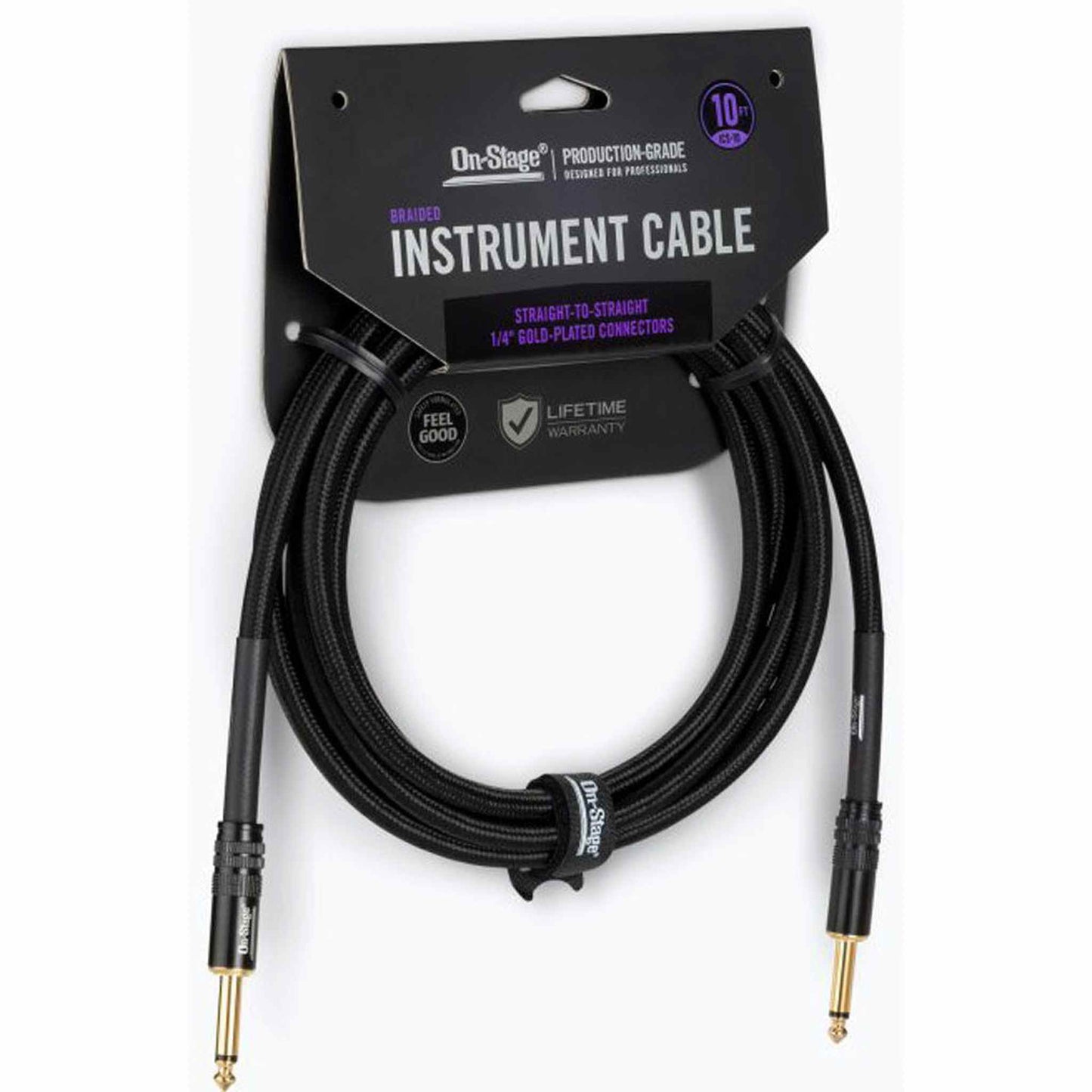 On Stage 10ft Production-Grade Braided Instrument Cable (1/4" Straight - 1/4" Straight)