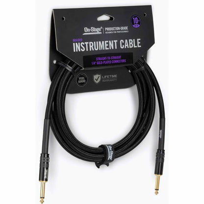 On Stage 10ft Production-Grade Braided Instrument Cable (1/4" Straight - 1/4" Straight)