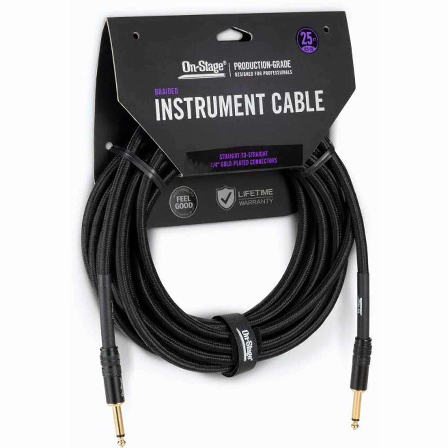 On Stage 25ft Production-Grade Braided Instrument Cable (1/4" Straight - 1/4" Straight)