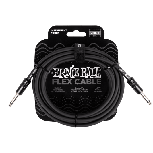 Ernie Ball 20ft Flex Instrument Cable - Black - Joondalup Music Centre