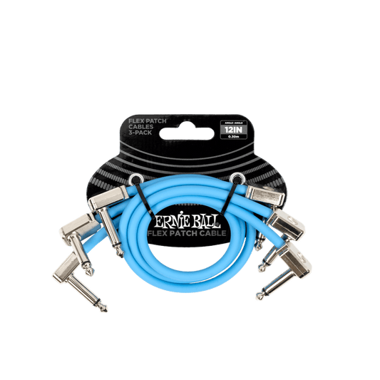 Ernie Ball Flex Patch Cables - 12in - Blue - 3 Pack - CABLES & ADAPTORS - [shop-name]
