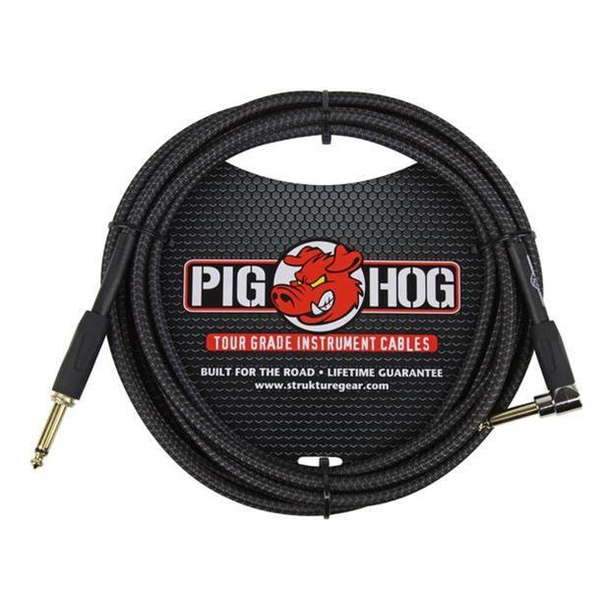 Pig Hog Black Woven 10ft Instrument Cable Right Angle - Joondalup Music Centre