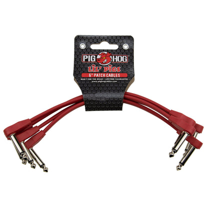 Pig Hog Lil' Pigs Low Profile 6in patch cables, 4pk - Candy Apple Red - CABLES & ADAPTORS - [shop-name]