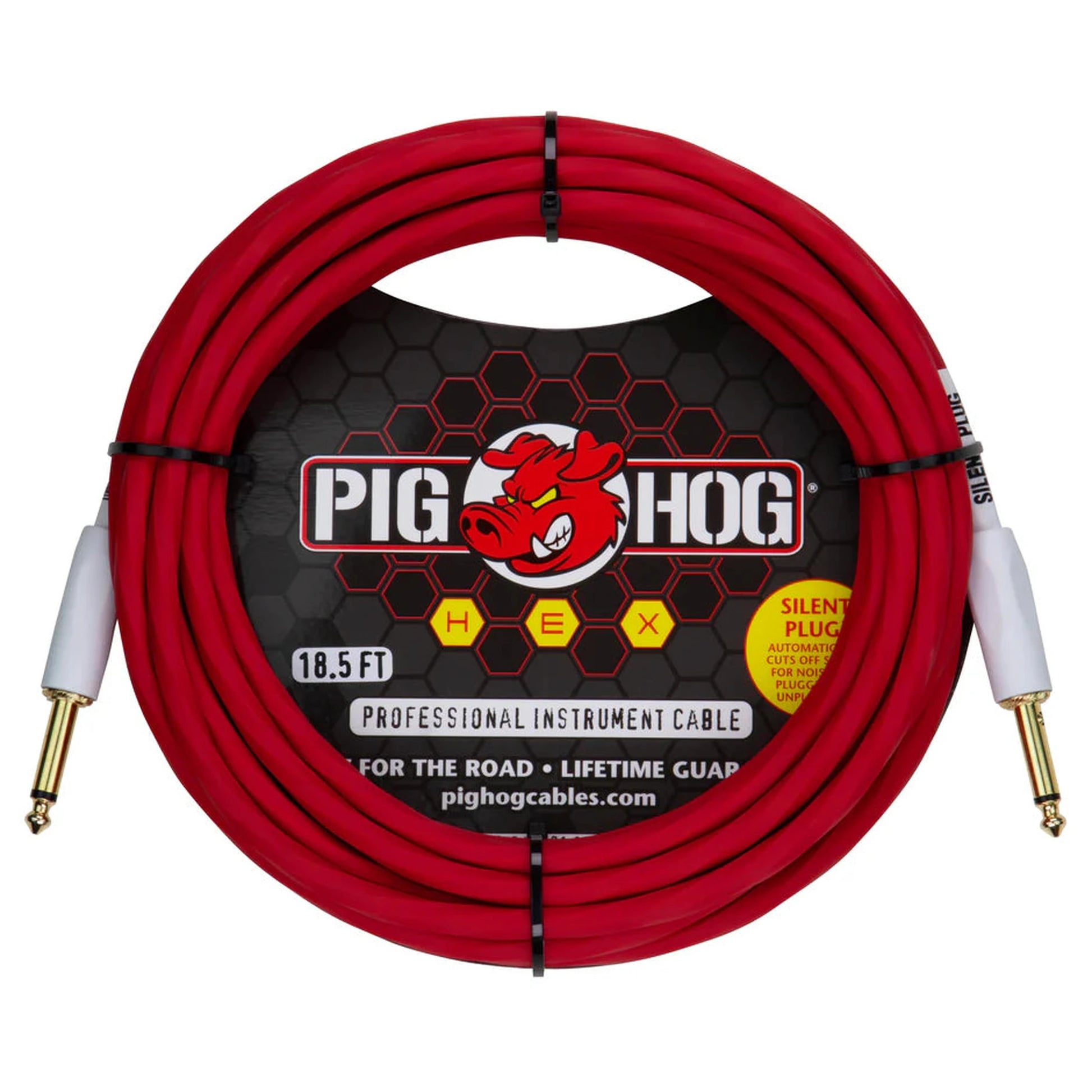 Pig Hog Hex Series Silent Cable 18.6ft - Candy Apple Red - CABLES & ADAPTORS - [shop-name]